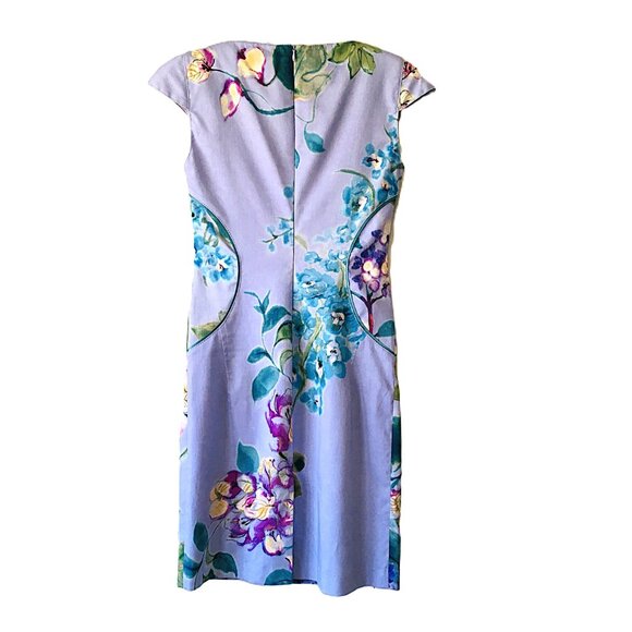 BluMarine Dress Italian Designer Floral Pleats Cotton Lined Women’s Size 42 US 6 - Picture 3 of 16